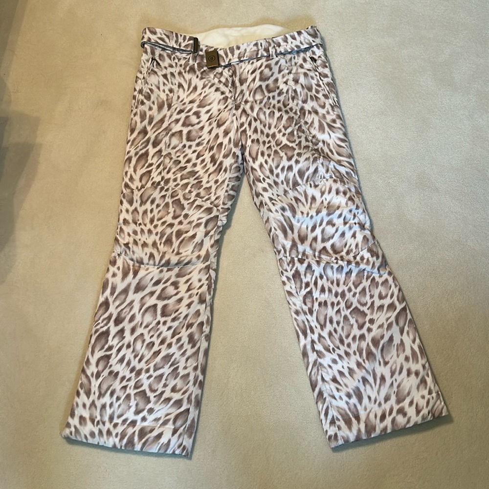 Animal print Bogner snow pants w/ belt 12